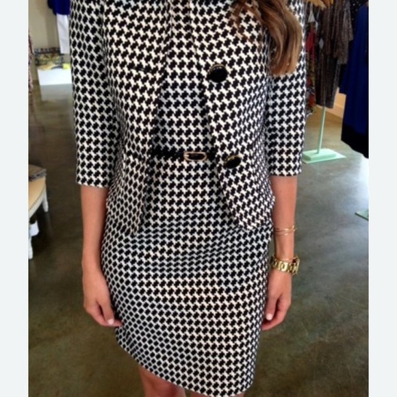 Trina Turk Chic Black and White Houndstooth Jacket classic elegant feminine - Picture 1 of 11